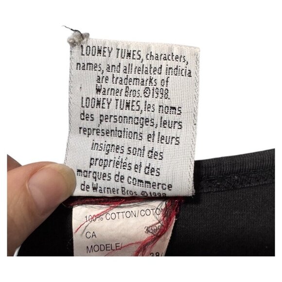 Vtg‎ 90s Taz Looney Tunes black heavy metal biker tank top t-shirt L Large 1998 - Picture 3 of 3